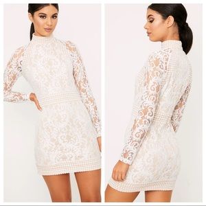 NWT PRETTYLITTLETHING Bodycon White Lace Dress